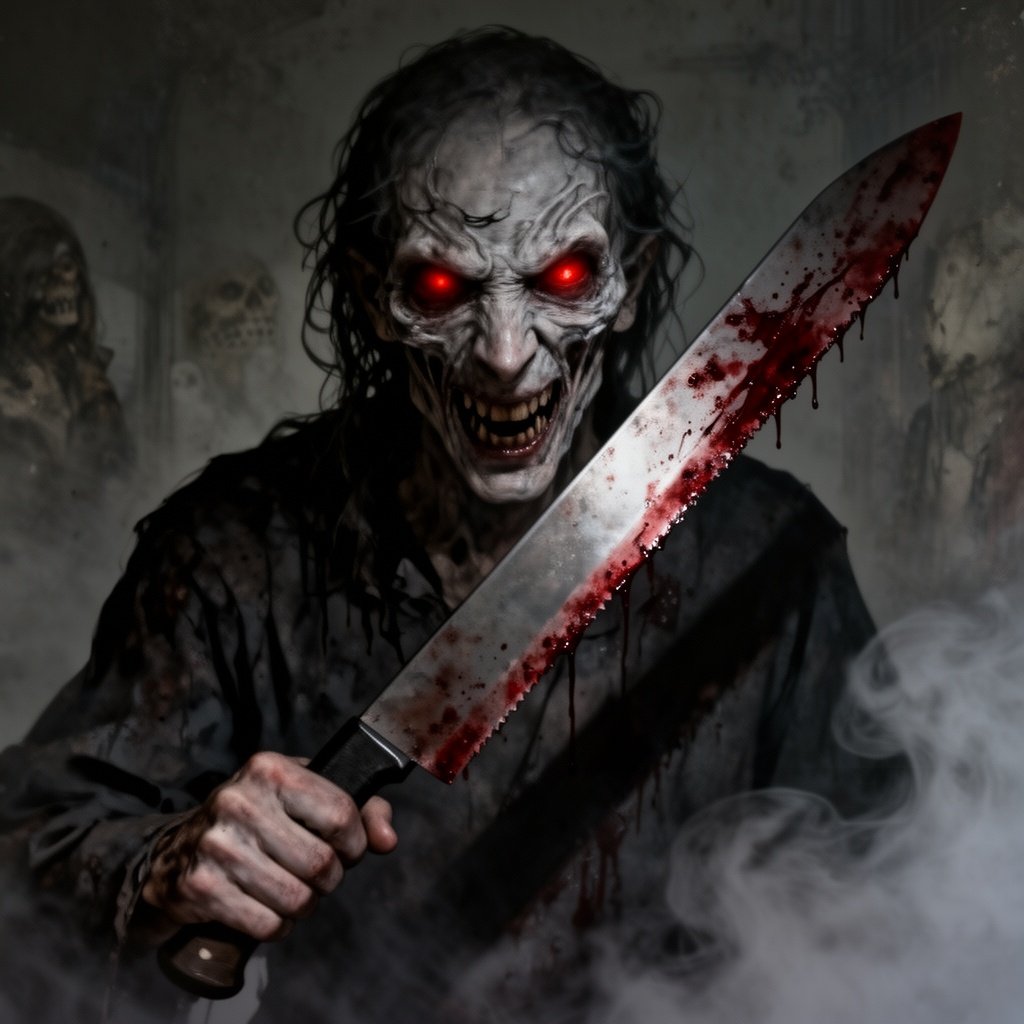 Reflection holding a machete