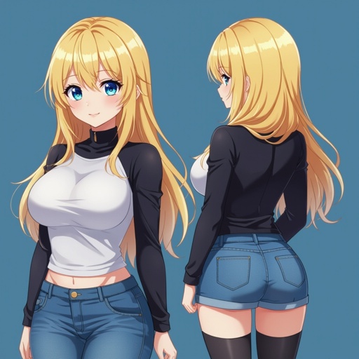 A blond girl with big boobs and 