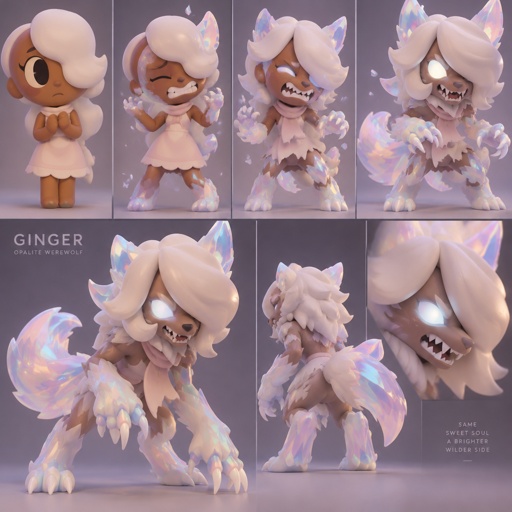Ginger from Dandy’s world turning into a Opalite Werewolf 