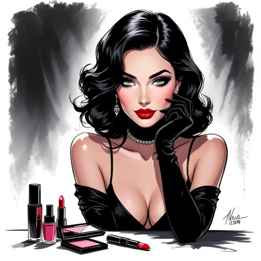 Create a character showing there whole body head to toe, a lady who loves beauty products