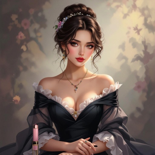 Create a character showing there whole body head to toe, a lady who loves beauty products