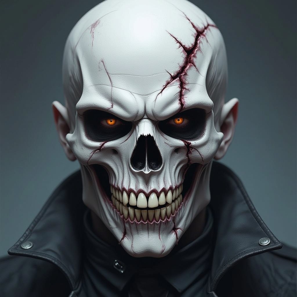 A villain who wears a mask to protect his face from decay teeth that fell out from bone 