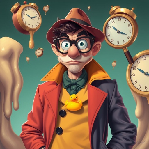Create a character who is a goofy looking detective, who is confident. But funny looking. 