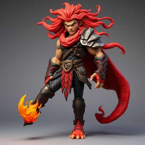 Create a character: battle hero Rhen the Fire-Singer – A lean, muscular man. Show him head to toe including his shoes.