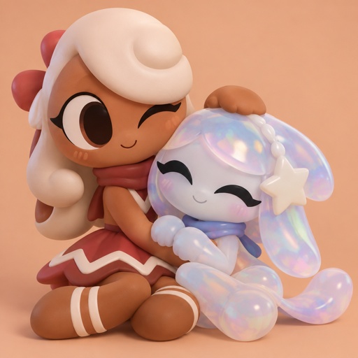 Ginger from Dandys world cuddling with my oc Crafter the opalite toon 