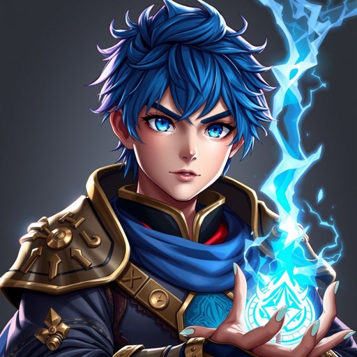 Ragazzo giovane di 14 anni. Occhi azzurri, capelli Blue, bello e affascinante. E un guerriero di arti marziali e conosce la magia della creazione o detta anche magia del null