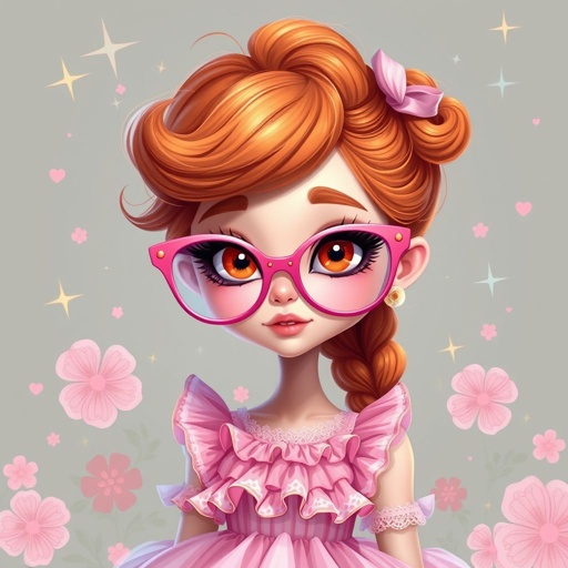 A girl who is ginger and is coquette love the color pink and has bad lashes