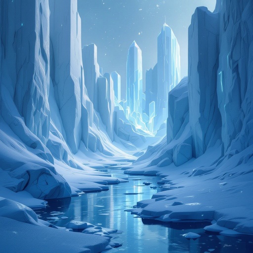 Snow climate with white buildings and lights