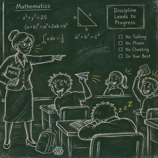 Ein strenger Mathe Lehrer und freche Schüler 