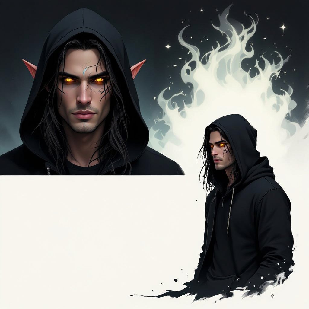 A guy who wears a black hoodie his name is Carson. He has long hair, not too long down to his eye his nose is small.