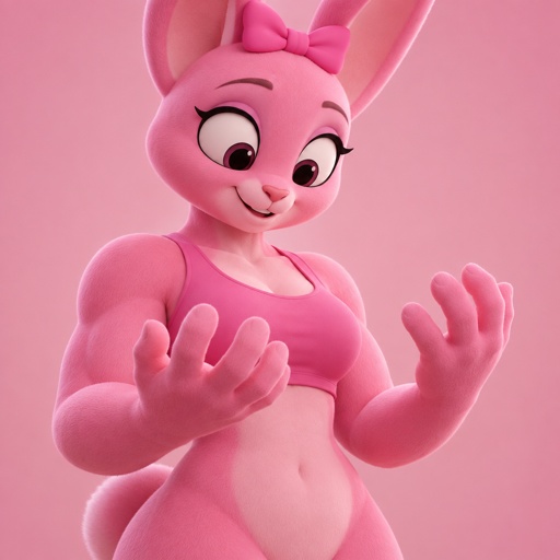 Pinki from Sprunki as her kind wererabbit self noticing that she’s getting stronger and bigger for Jevin from Sprunki 