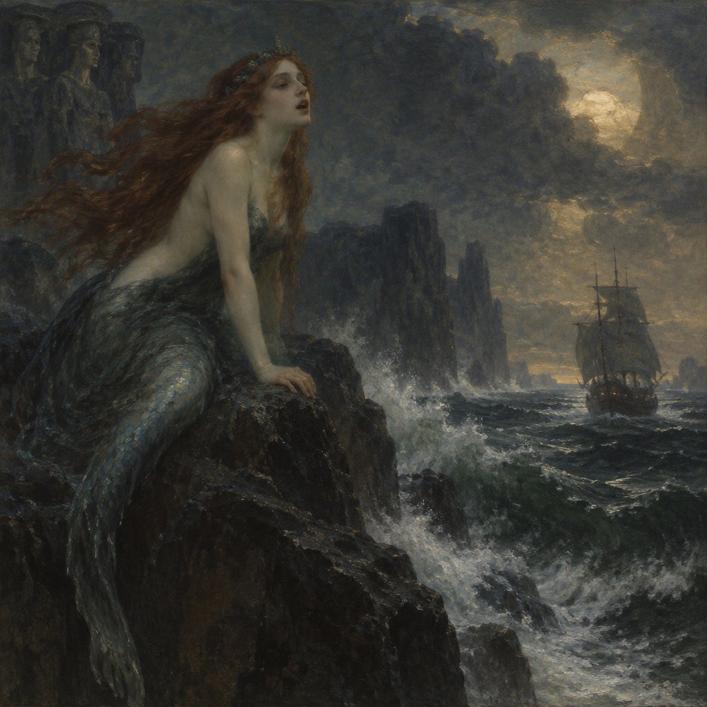 The Siren's Call (Mythological creatures whose beautiful, sweet singing lured sailors to wreck on hidden rocks.)