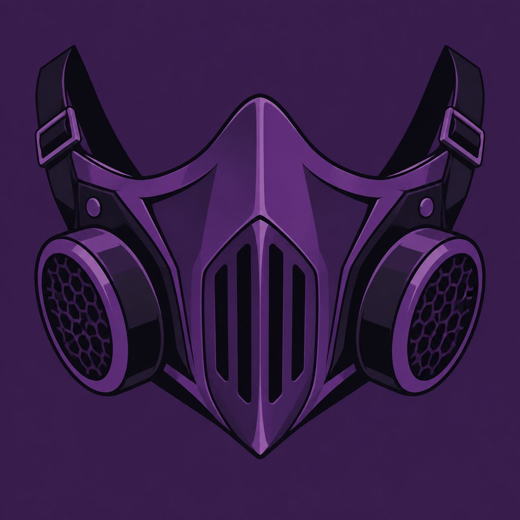 Breathing mask for a female supervillain, purple
