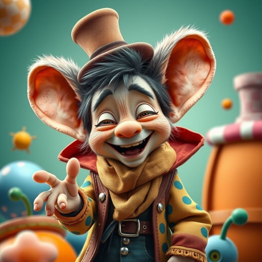 Create a funny human who has big ears , show entire body head to toe
