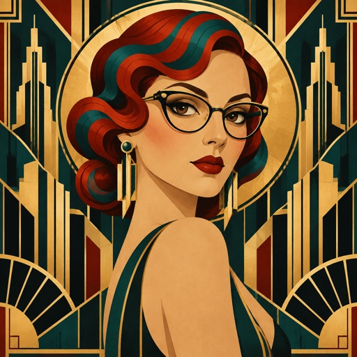 Curvy red teal striped hair brown eyes glasses