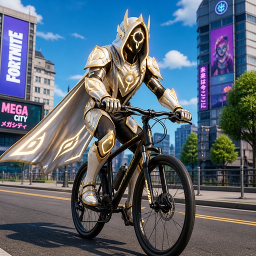 The ageless from Fortnite riding a bike 