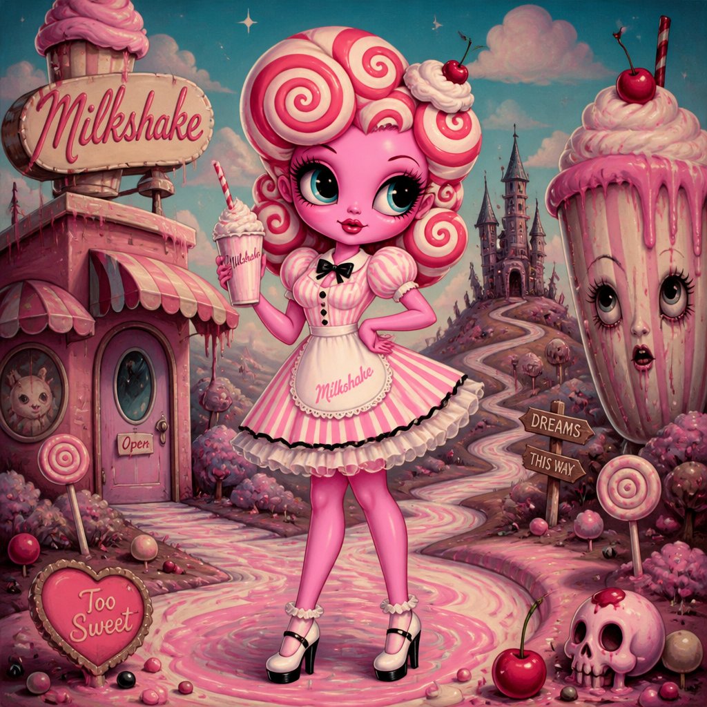 Create a female someone would call milkshake(show image head to toe)