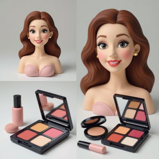 Create a character showing there whole body head to toe, a lady who loves beauty products  