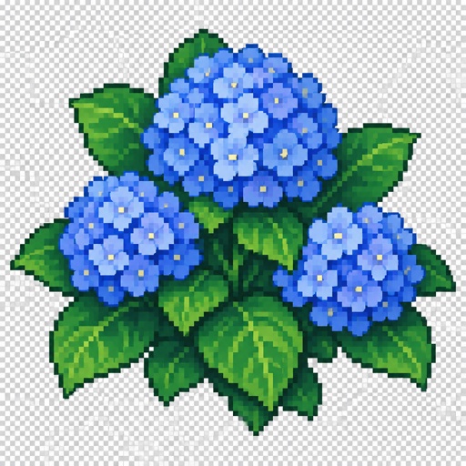 Single Hydrangea plant for a fantasy game set in modern times, top-down style