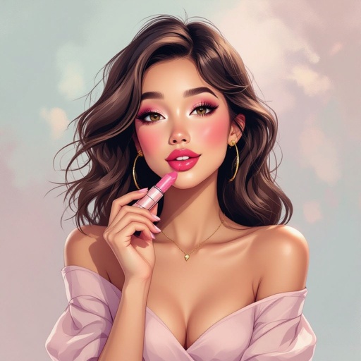 Create a character lady who has attitude but is funny looking and loves lipgloss 