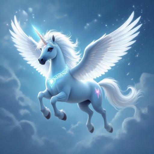 A light bleu pegase with a white mane and tail and a glowing cutie Mark 