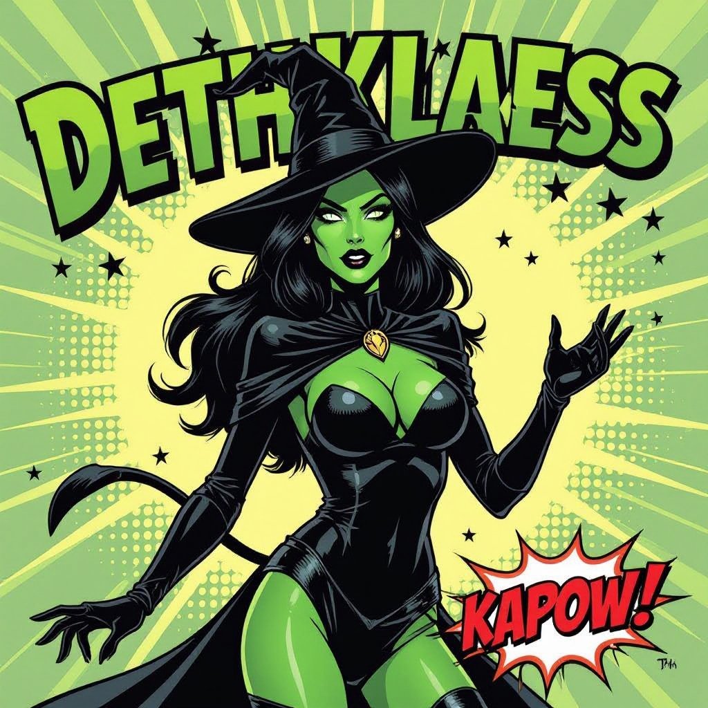 Super Villainess Dethkloak the sexy shadow demon witch green skin