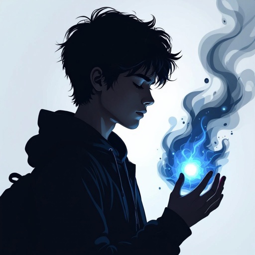 Telekinetic and dark manipulation powers boy teenager 17 years old dark with bad past and mysterious and quite