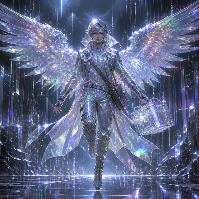Holographic character art style example