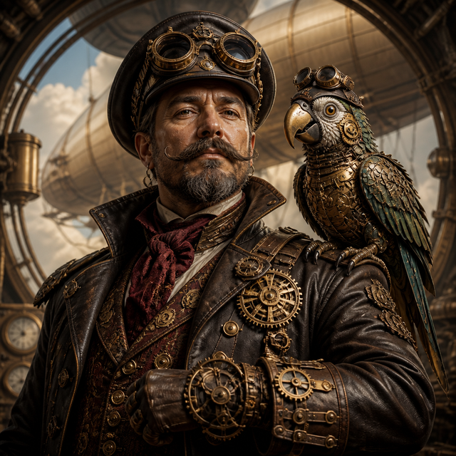 Steampunk character art style example