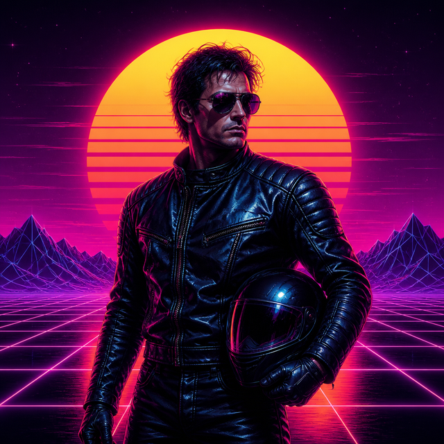 Synthwave character art style example